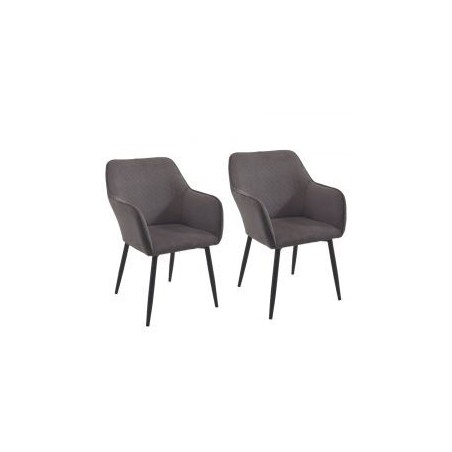 Lot de 2 chaises velours côtelé gris avec accoudoirs Scotty Casita CHASCOGRI 11