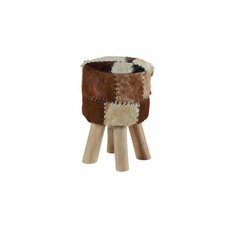 Pouf patchwork de peau naturelle Casita AMPOU F1