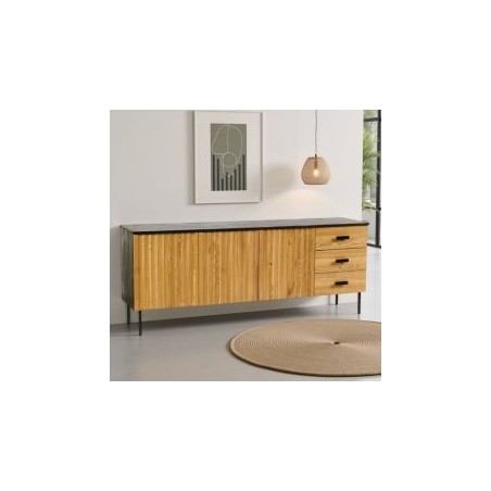 Buffet noir et bois moderne frêne et métal 212cm SYDNEY Casita