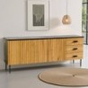 Buffet noir et bois moderne frêne et métal 212cm SYDNEY Casita