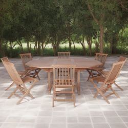 Table à manger extérieur extensible teck massif 6 à 10 personnes 150/200cm