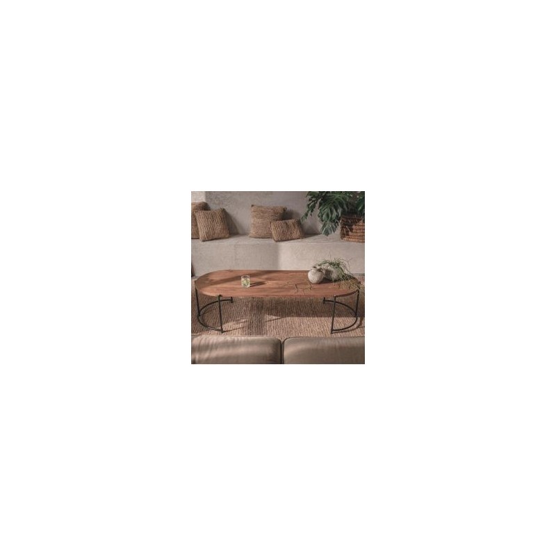 Table basse ovale en teck recyclé et métal 143cm d-bodhi COCO