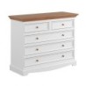 Commode blanche en bois de pin massif 112cm BIANCA 5 tiroirs