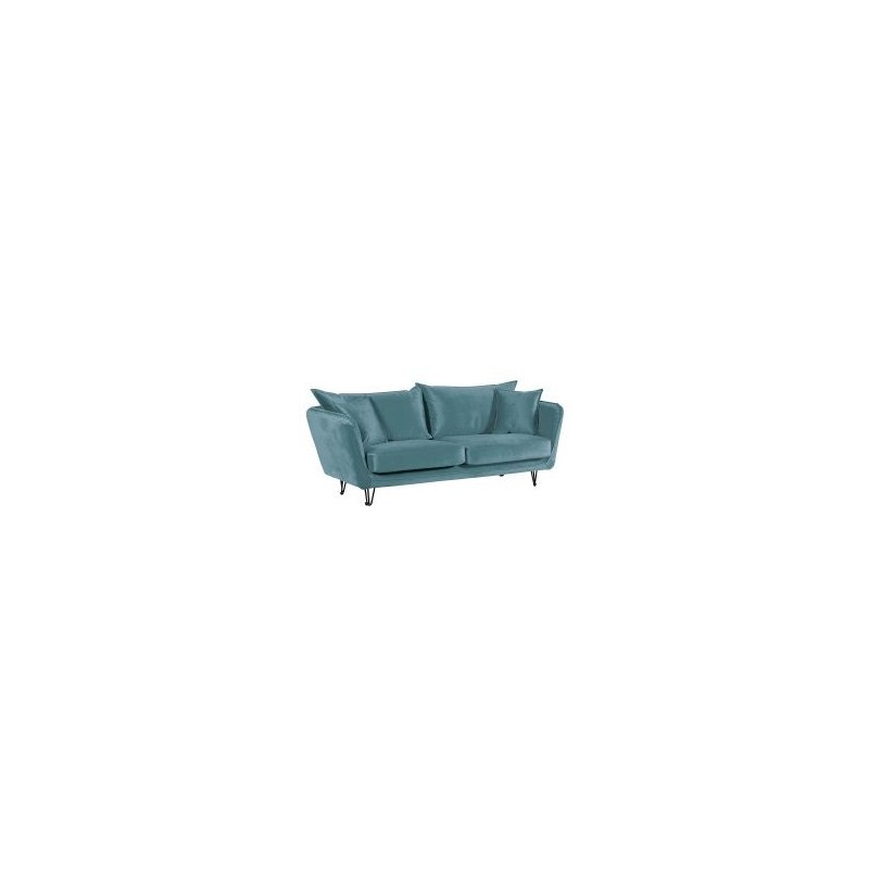 Canapé 3 places velours bleu pieds métal 204cm Casita HASTING