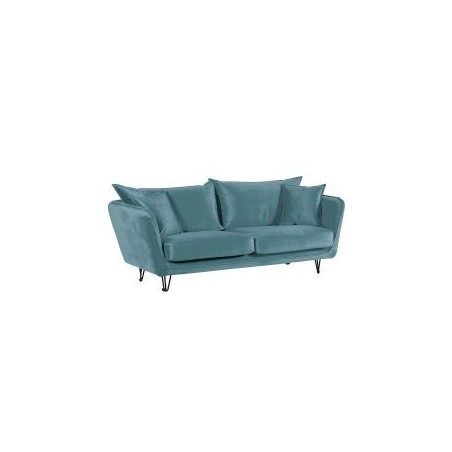 Canapé 3 places velours bleu pieds métal 204cm Casita HASTING