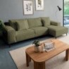 Canapé d'angle velours côtelé kaki 278cm PUEBLO Casita retour droit