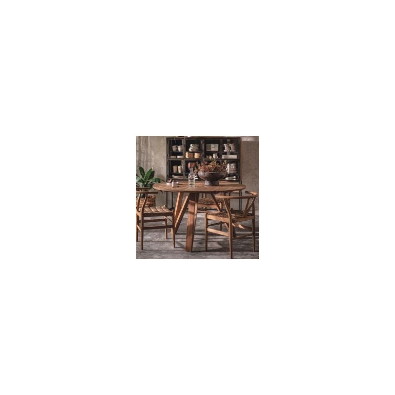Grande table ronde en bois teck massif recyclé 130cm d-bodhi ARTISAN