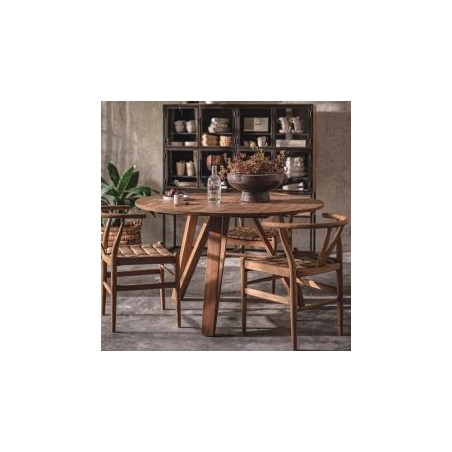 Grande table ronde en bois teck massif recyclé 130cm d-bodhi ARTISAN