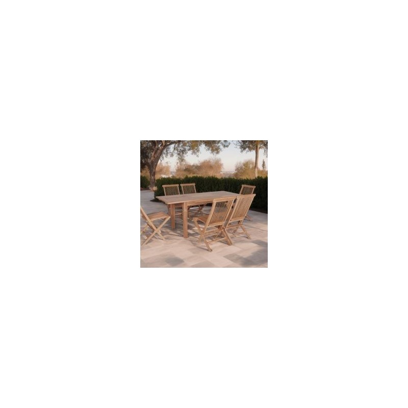 Table jardin rectangulaire teck massif extensible 120cm