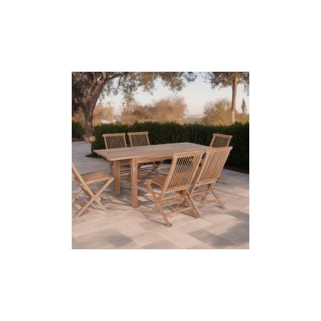 Table jardin rectangulaire teck massif extensible 120cm