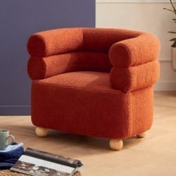 Fauteuil cabriolet moderne tissu terracotta 82cm Casita WALA