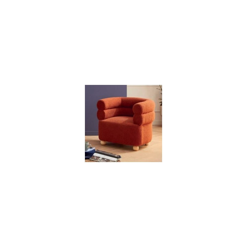 Fauteuil cabriolet moderne tissu terracotta 82cm Casita WALA
