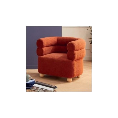Fauteuil cabriolet moderne tissu terracotta 82cm Casita WALA