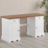 Bureau blanc en bois de pin massif 155cm BIANCA avec rangements