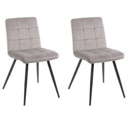 Lot de 2 chaises velours gris rembourrée pieds métal Franklin Casita