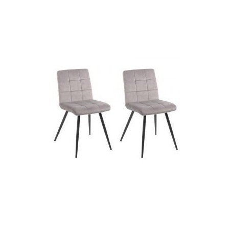 Lot de 2 chaises velours gris rembourrée pieds métal Franklin Casita