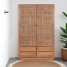 Grande armoire teck et rotin 4 tiroirs COLONIAL