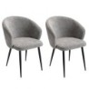 Lot de 2 chaises accoudoirs modernes tissu bouclé gris Casita KANSAS