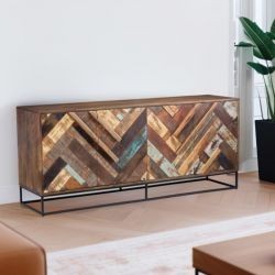 Buffet bois et métal 4 portes 175cm RITA Kayu Intérieur