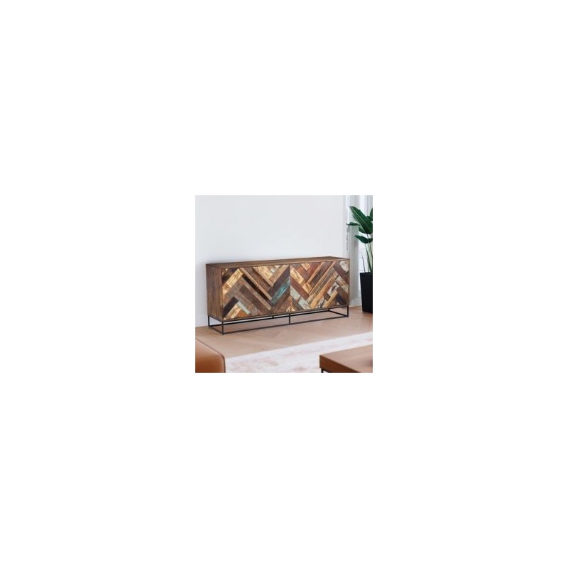 Buffet bois et métal 4 portes 175cm RITA Kayu Intérieur
