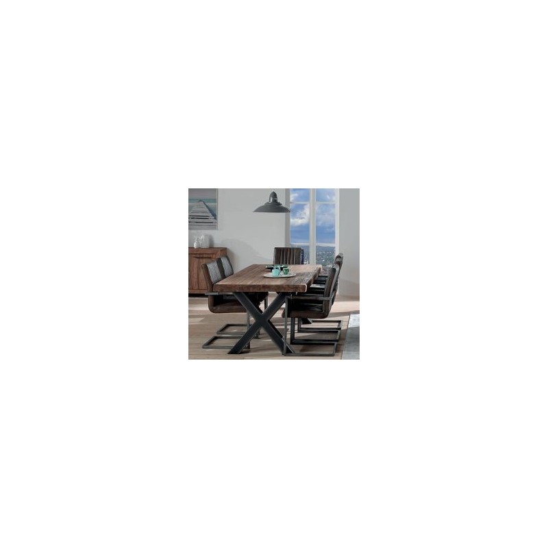 Table teck massif et métal 180cm Oregon Casita ORETA180