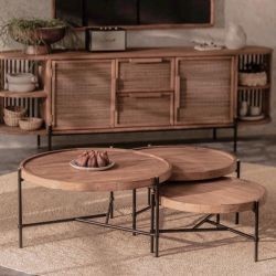 Set de 3 tables basses gigognes en teck et métal d-bodhi COCO