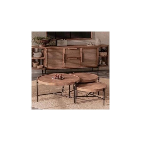Set de 3 tables basses gigognes en teck et métal d-bodhi COCO
