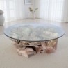 Table basse ronde en racine de teck SOUCHE Ø120cm et plateau en verre