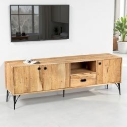Meuble télé bois clair industriel SERENA 175cm