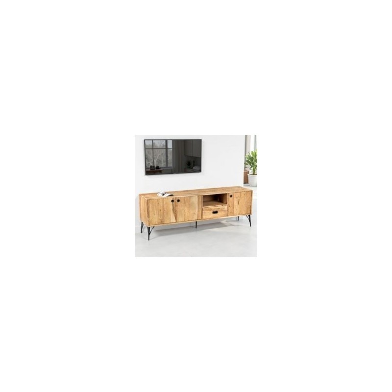 Meuble télé bois clair industriel SERENA 175cm