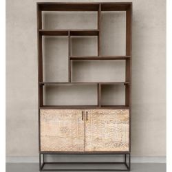 Bibliothèque bois et métal 100cm NOA 2 portes