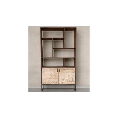 Bibliothèque bois et métal 100cm NOA 2 portes