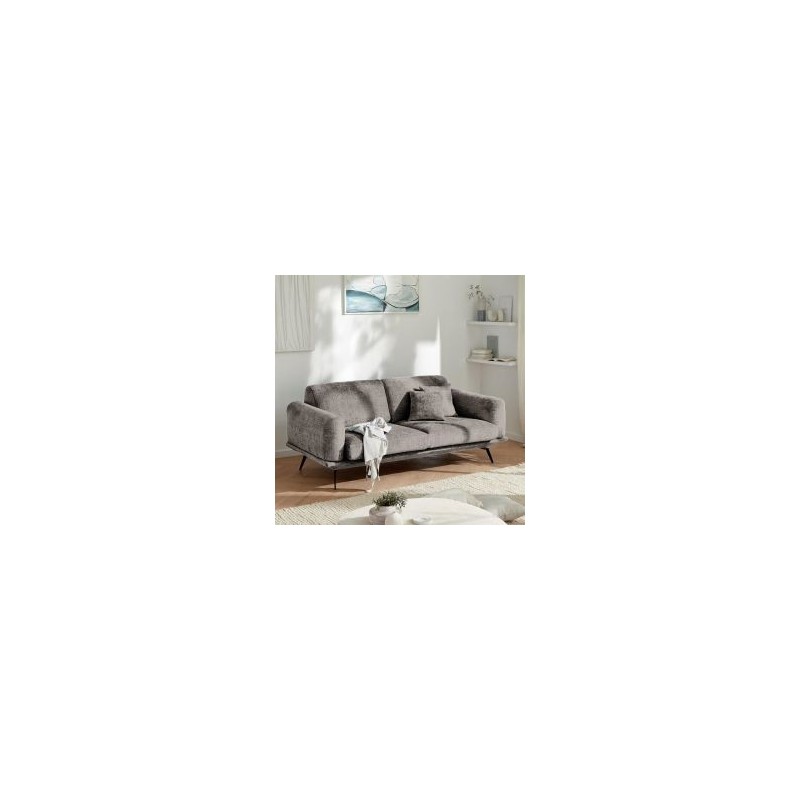 Canapé moderne design tissu cendre 3 places PALOMA Casita