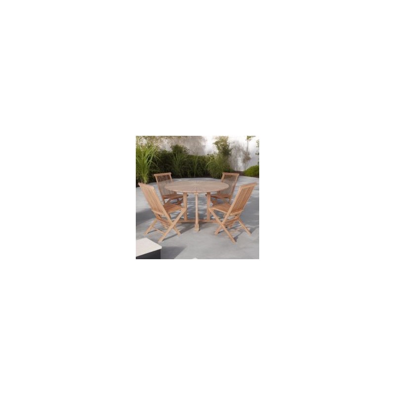 Table ronde teck massif extérieur Ø120cm