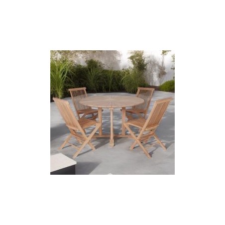 Table ronde teck massif extérieur Ø120cm