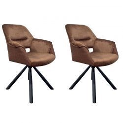Lot de 2 chaises tournantes avec accoudoirs cuivre Casita CHILKO