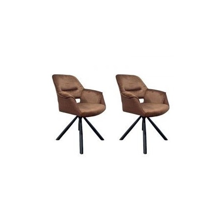 Lot de 2 chaises tournantes avec accoudoirs cuivre Casita CHILKO