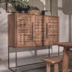 Buffet haut 3 portes en teck recyclé et pieds métal 140cm Karma Pure D-Bodhi