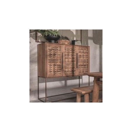 Buffet haut 3 portes en teck recyclé et pieds métal 140cm Karma Pure D-Bodhi