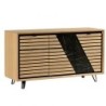 Buffet 3 portes chêne massif blanchi et décor marbre 152cm Casita STORIA