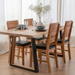 Table salle manger pieds en U chêne massif 180cm ADAM