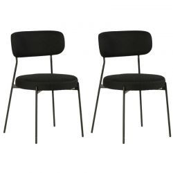 Lot de 2 chaises métal et tissu nid d'abeille noir Casita ALTO