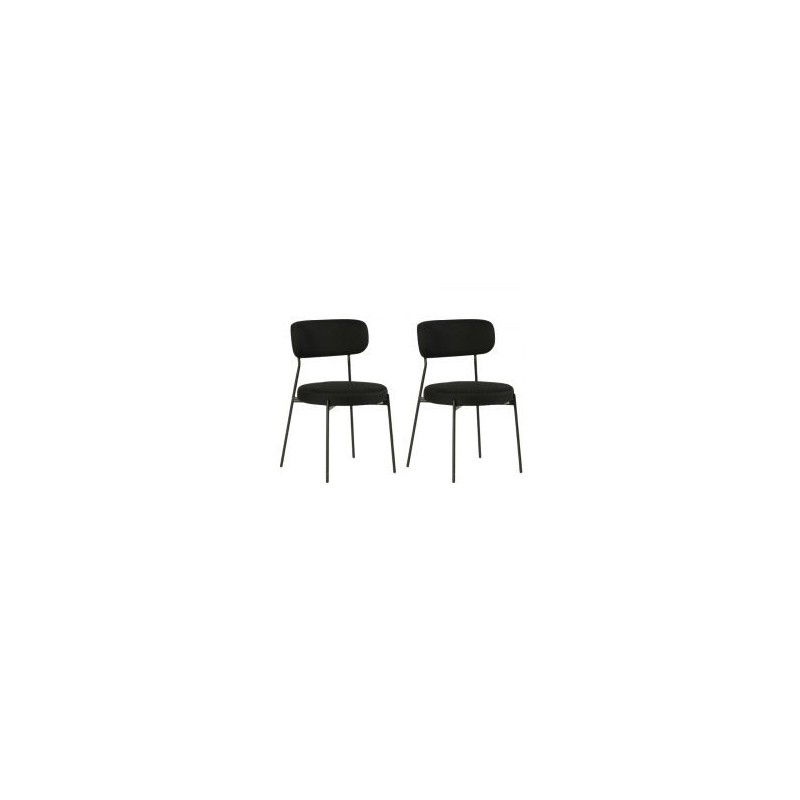Lot de 2 chaises métal et tissu nid d'abeille noir Casita ALTO