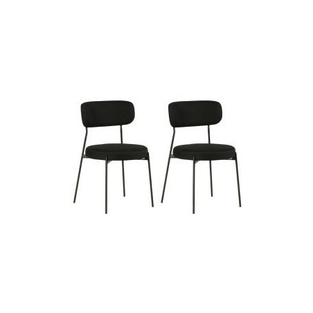 Lot de 2 chaises métal et tissu nid d'abeille noir Casita ALTO