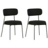 Lot de 2 chaises métal et tissu nid d'abeille noir Casita ALTO