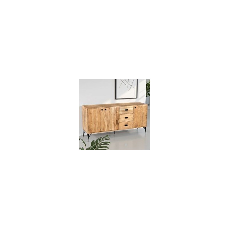 Buffet bois clair industriel SERENA 175cm