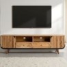 Grand meuble TV noir et bois acacia blanchi 200cm ROSA Kayu Interieur