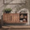 Buffet bois recyclé avec pieds en métal et portes en cannage de bambou 151cm Karma Pure D-Bodhi