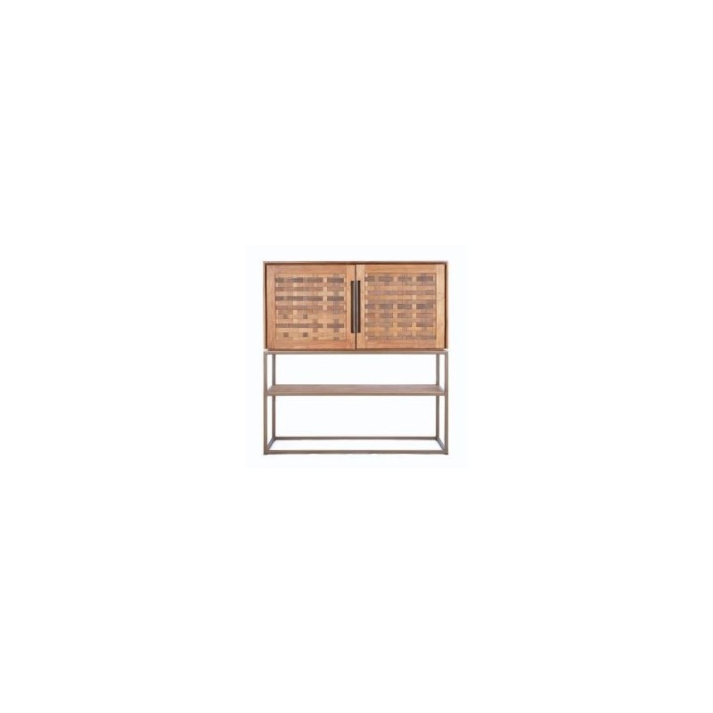 Buffet haut bois de teck 2 portes en cannage de bambou 105cm Karma Pure D-Bodhi