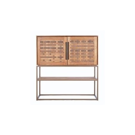 Buffet haut bois de teck 2 portes en cannage de bambou 105cm Karma Pure D-Bodhi